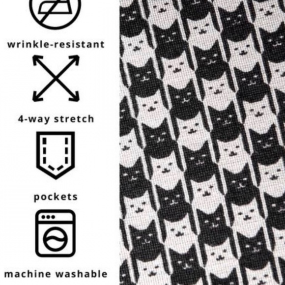 Betabrand Catstooth Dress Yoga Pants Black White Cat Print Size Small Petite - Picture 8 of 13